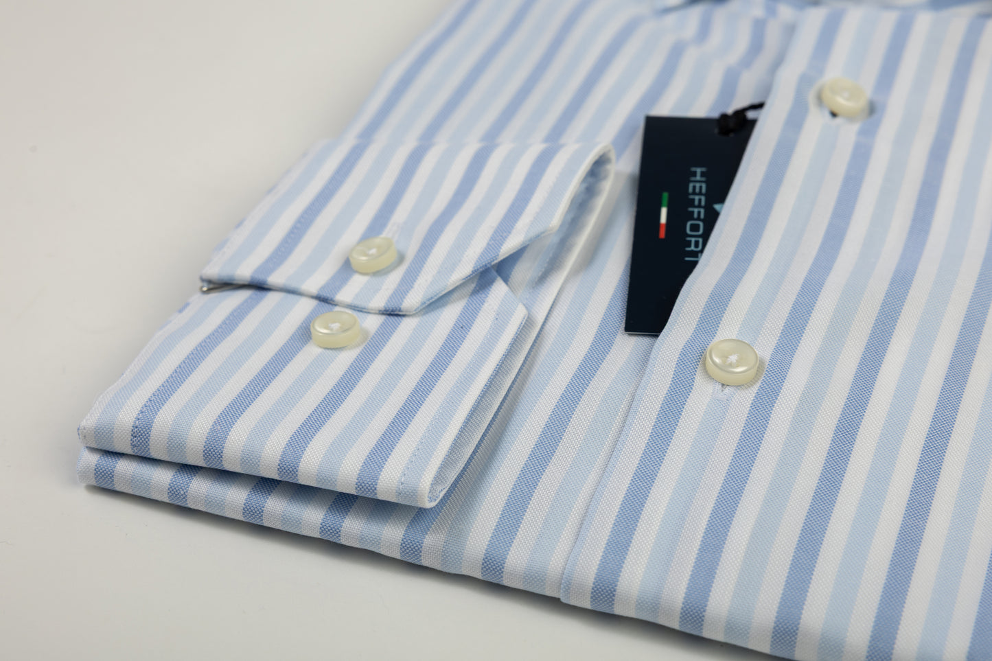 Camicia a Righe Sfumate Azzurro e Bianco - Collo Francese
