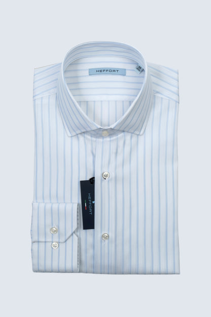 Camicia Righe Azzurre e Bianco Collo Francese