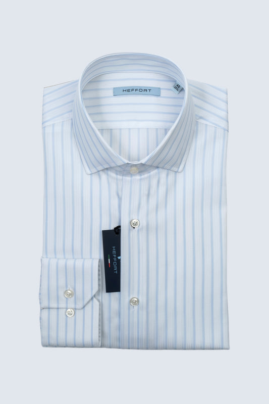 Camicia Righe Azzurre e Bianco Collo Francese