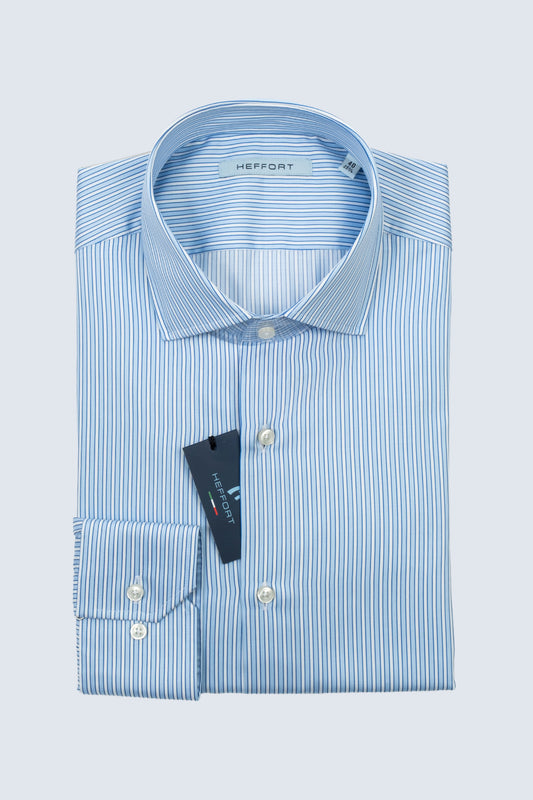 Camicia  Righe Azzurro e Bianco Collo Francese