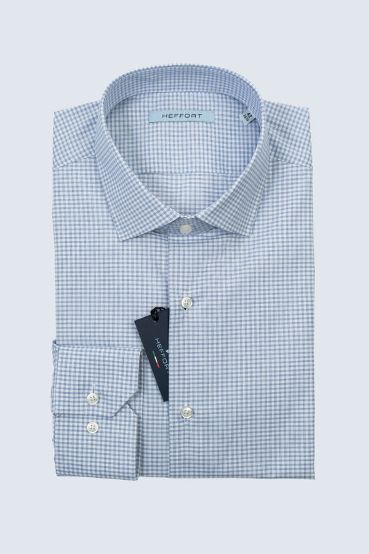 Camicia Business Quadretti Graph Collo Francese