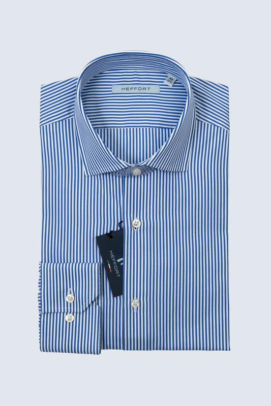 Camicia Righe Blu Collo Francese