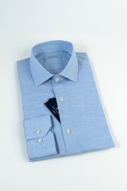 Camicia Quadri Azzurro Collo Francese