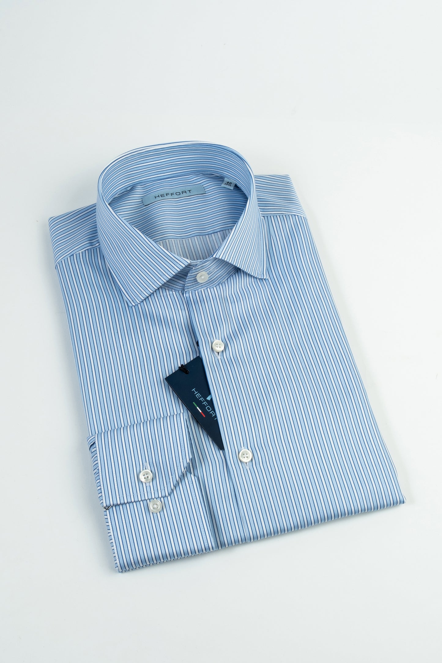 Camicia  Righe Azzurro e Bianco Collo Francese