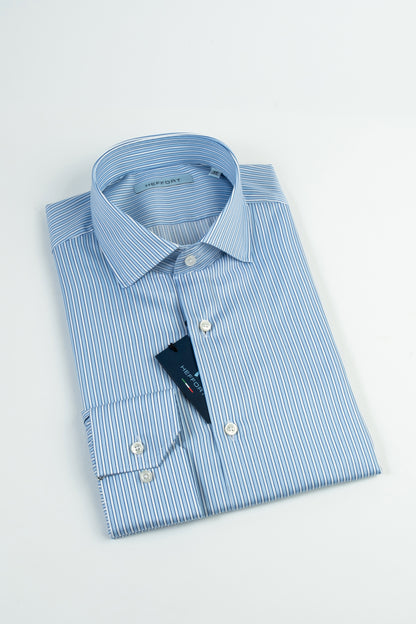 Camicia  Righe Azzurro e Bianco Collo Francese