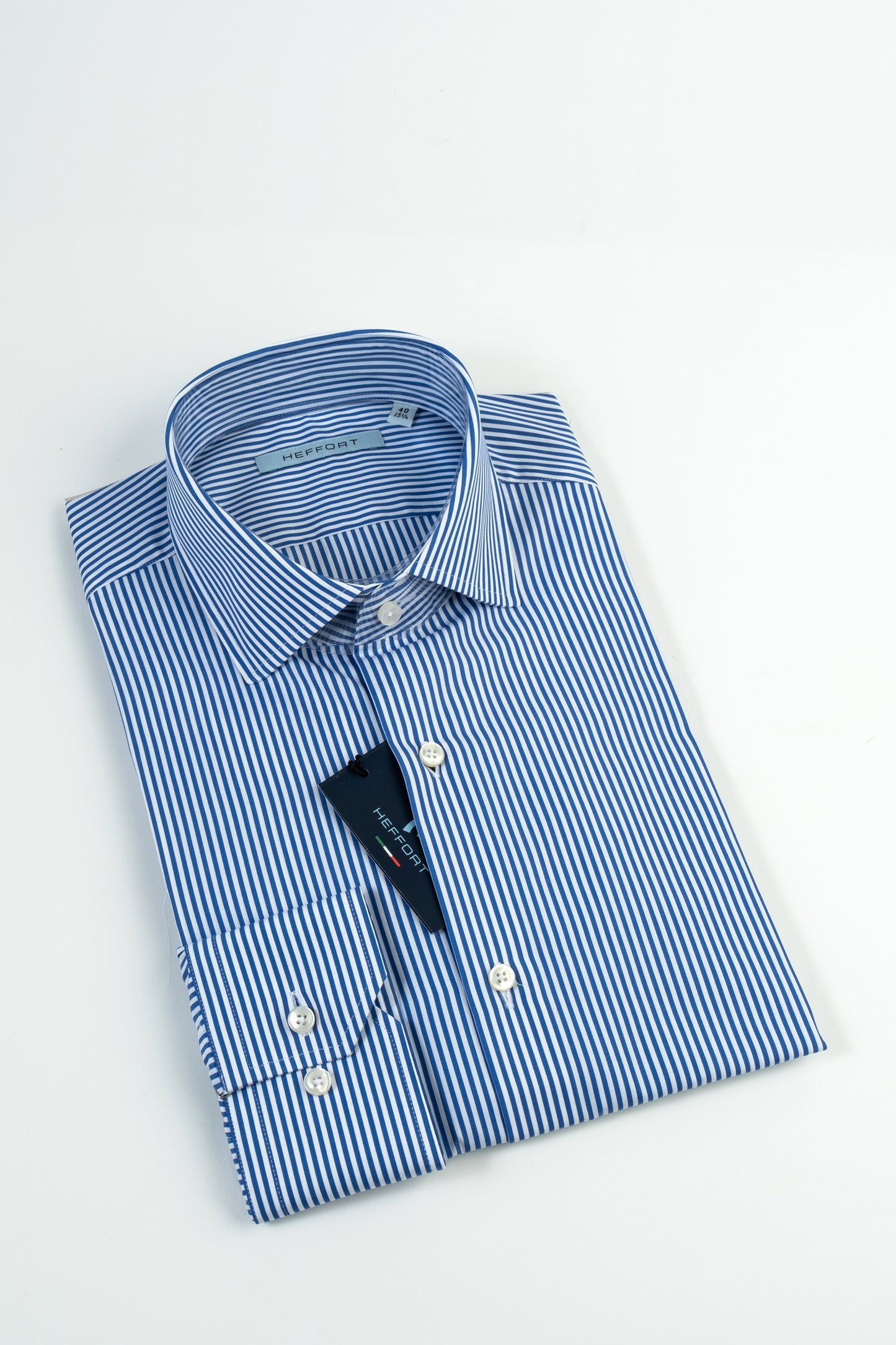 Camicia Rigato Blu Collo Francese