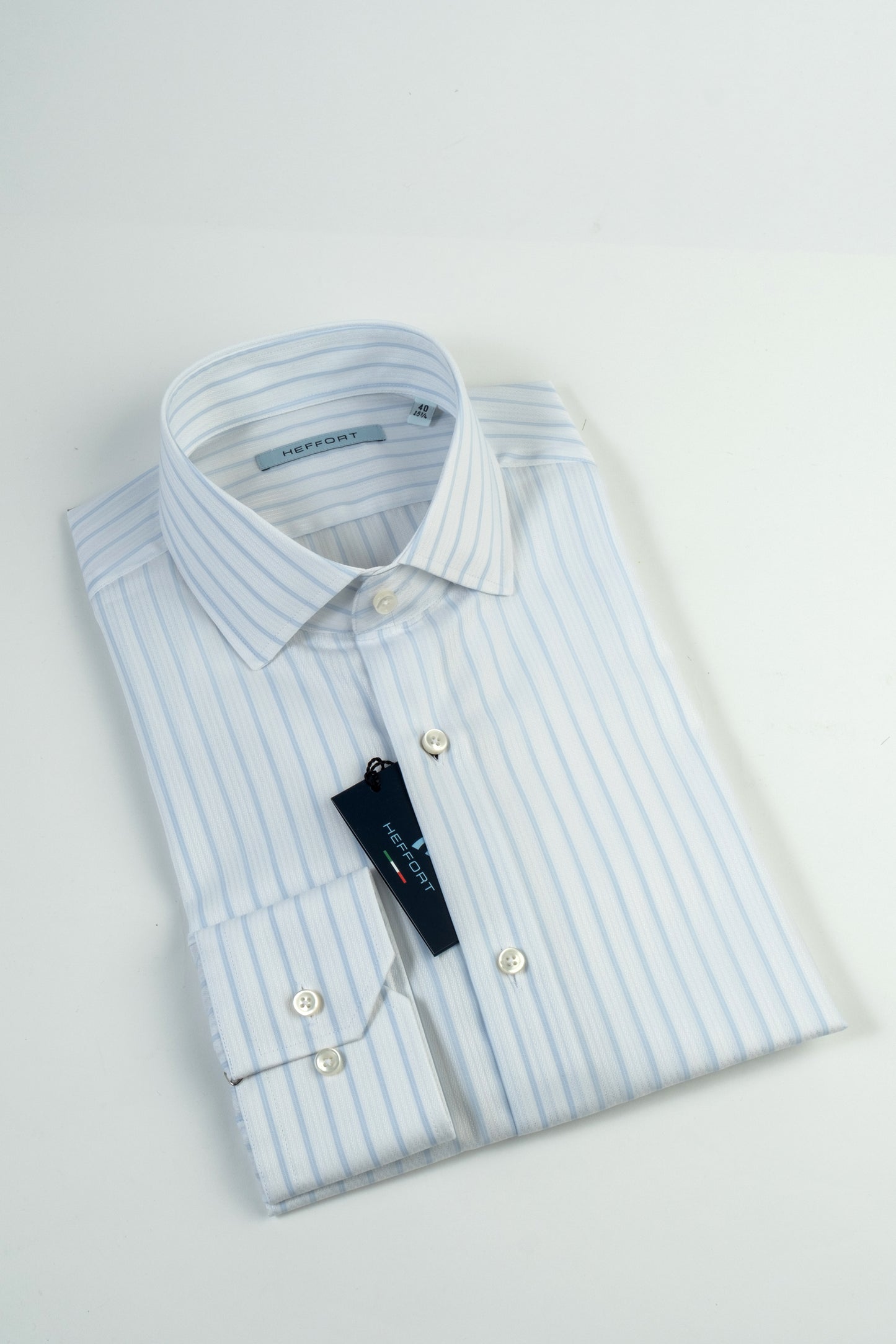 Camicia Righe Azzurre e Bianco Collo Francese