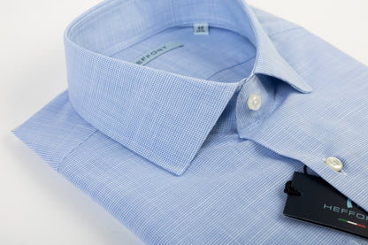 Camicia Quadri Azzurro Collo Francese