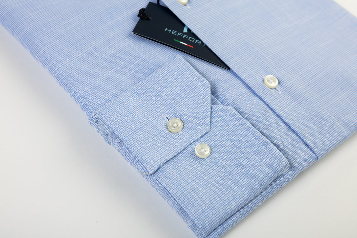 Camicia Quadri Azzurro Collo Francese