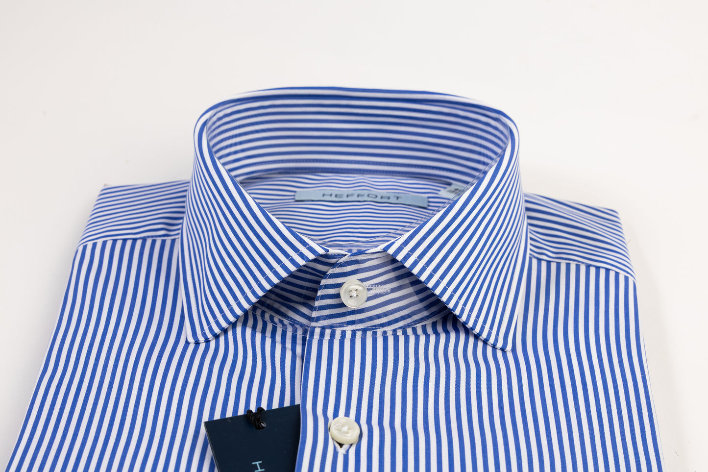 Camicia Rigato Blu Collo Francese