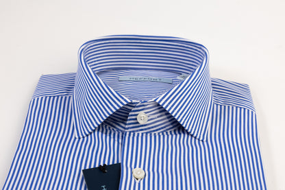 Camicia Rigato Blu Collo Francese