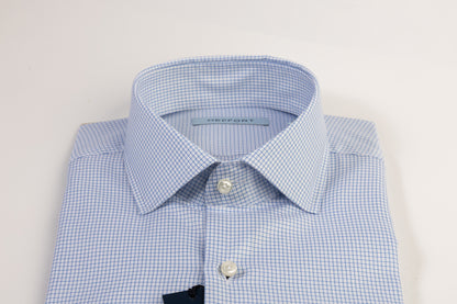 Camicia Quadretti Azzurri Collo Francese